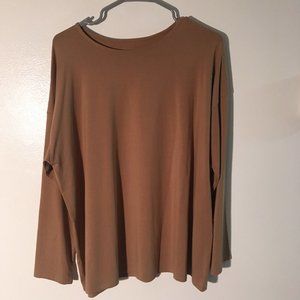 J.Jill Luxe Supima Long-Sleeve Tee in Camel